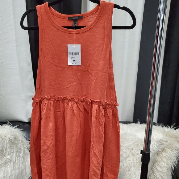 🔥NWT Forever 21 Ruffled Tank Skater Dress Rust - Picture 5 of 7